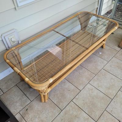 Wicker Glass Top Coffee Table (BSR-EL)