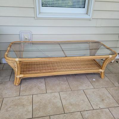 Wicker Glass Top Coffee Table (BSR-EL)