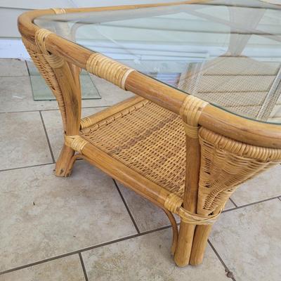 Wicker Glass Top Coffee Table (BSR-EL)