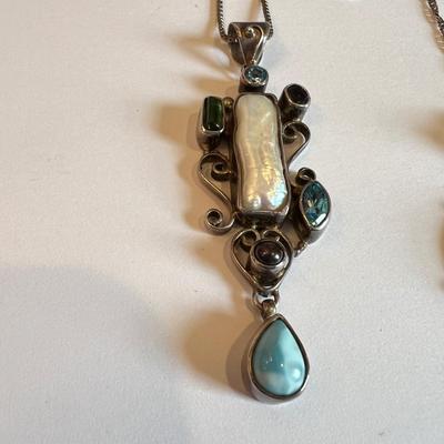 Sterling Silver Gemstone Pendant Lot