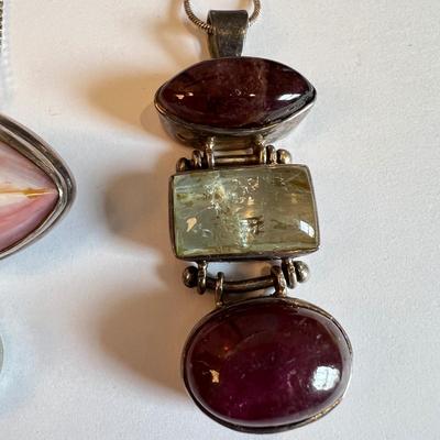 Sterling Silver Gemstone Pendant Lot