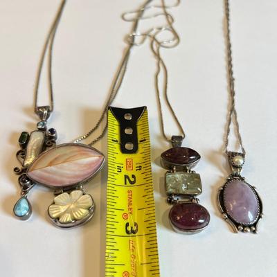 Sterling Silver Gemstone Pendant Lot