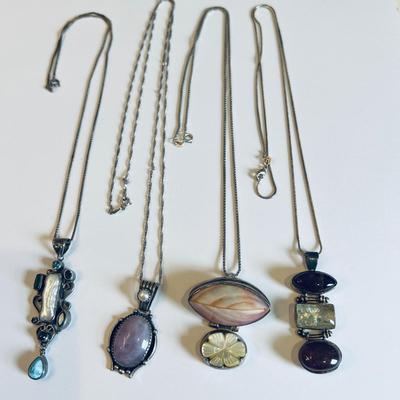 Sterling Silver Gemstone Pendant Lot