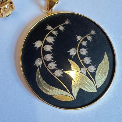 Vintage Damascene Amita Necklace Earrings Set