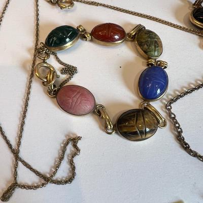 Gold Filled Jewelry Lot - Vintage, Scarab, Cameo, W.E. Richards