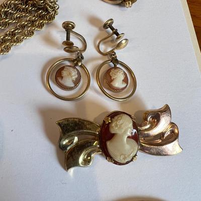 Gold Filled Jewelry Lot - Vintage, Scarab, Cameo, W.E. Richards