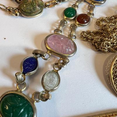 Gold Filled Jewelry Lot - Vintage, Scarab, Cameo, W.E. Richards