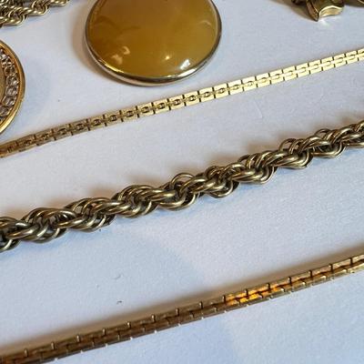 Gold Filled Jewelry Lot - Vintage, Scarab, Cameo, W.E. Richards