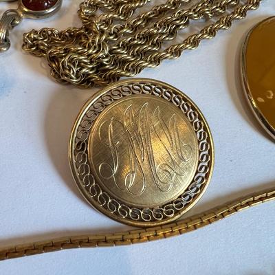 Gold Filled Jewelry Lot - Vintage, Scarab, Cameo, W.E. Richards