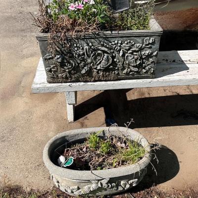 2 Stone Planters Lot