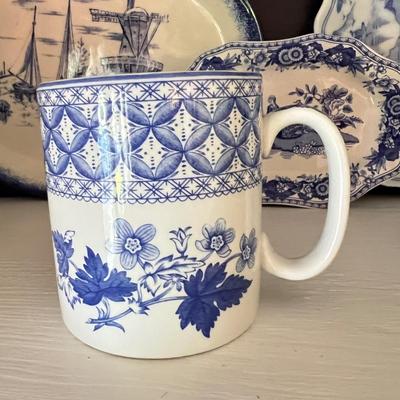 Mixed Vintage Flow Blue Porcelain Lot - Spode, Saxton, Sadek, Porcelain Royale