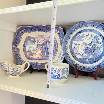 Mixed Lot Flow Blue Porcelain Dinnerware Vintage Signed