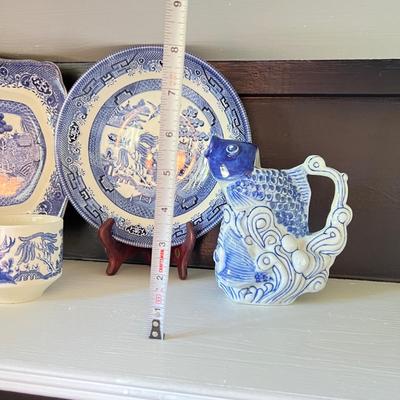 Mixed Lot Flow Blue Porcelain Dinnerware Vintage Signed