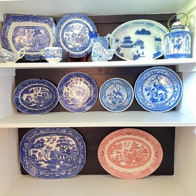 Mixed Lot Flow Blue Porcelain Dinnerware Vintage Signed