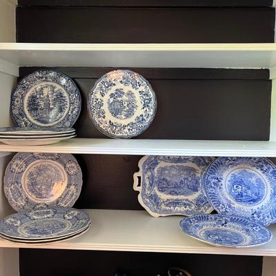 Vintage 12 Piece Lot Flow Blue Dinnerware - Some Sets