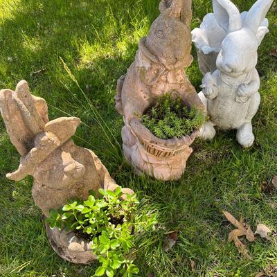 3 Outdoor Bunny Planters