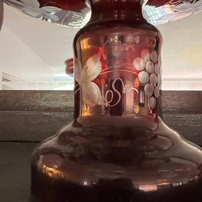 Antique Cranberry Cut to Clear Glass 5 Piece Lot