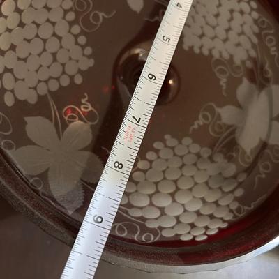 Antique Cranberry Cut to Clear Glass 5 Piece Lot