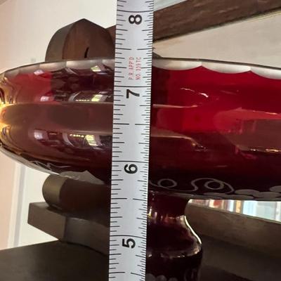 Antique Cranberry Cut to Clear Glass 5 Piece Lot
