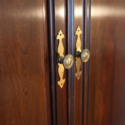 Traditional Solid Cherry Wood Armoire with Brass Hardware