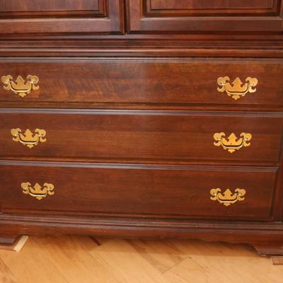 Traditional Solid Cherry Wood Armoire with Brass Hardware