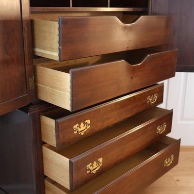 Traditional Solid Cherry Wood Armoire with Brass Hardware