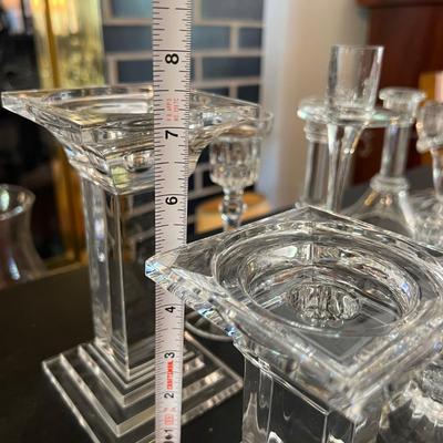 Mixed Glass Crystal Candlestick Holders Lot