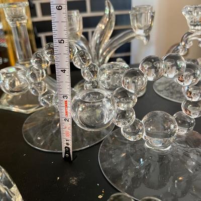 Mixed Glass Crystal Candlestick Holders Lot