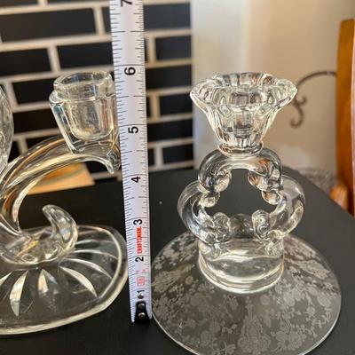 Mixed Glass Crystal Candlestick Holders Lot