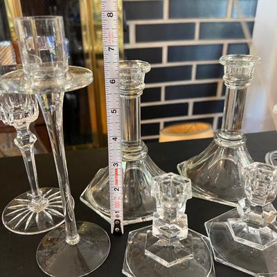 Mixed Glass Crystal Candlestick Holders Lot