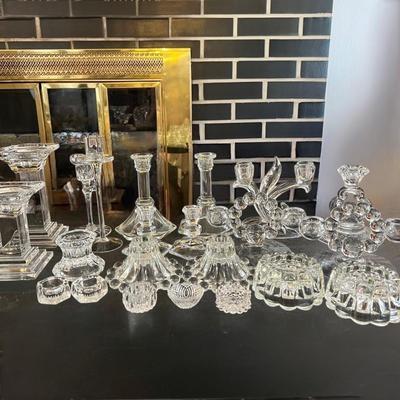 Mixed Glass Crystal Candlestick Holders Lot