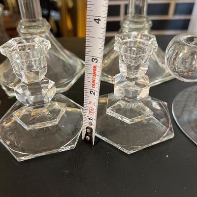 Mixed Glass Crystal Candlestick Holders Lot