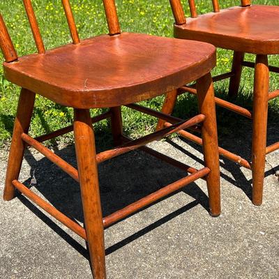 Pair of Vintage Solid Wood Chairs 29" Tall
