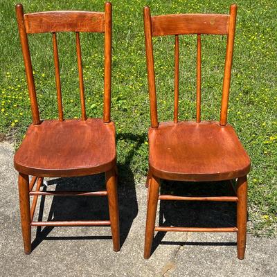 Pair of Vintage Solid Wood Chairs 29" Tall