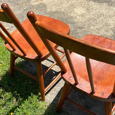 Pair of Vintage Solid Wood Chairs 29" Tall