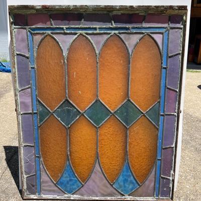 Large Vintage Stained Glass Panel