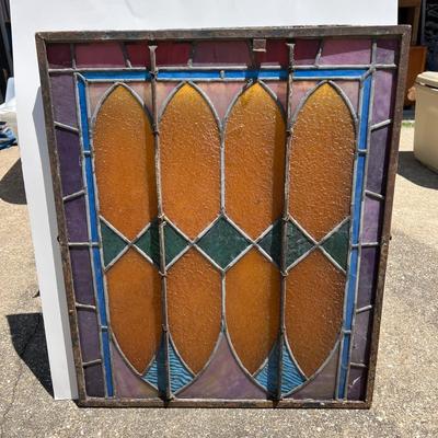 Large Vintage Stained Glass Panel