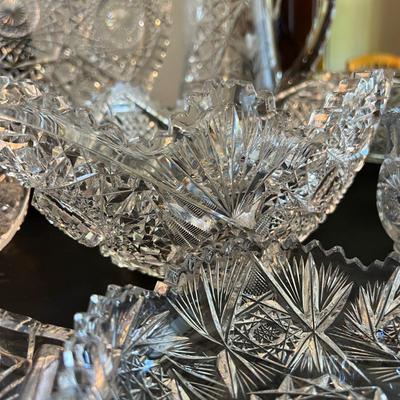 Big Lot Cut Crystal Serving Ware Dishes