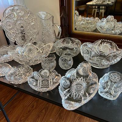 Big Lot Cut Crystal Serving Ware Dishes