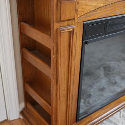 Electric Fireplace with Wood Cabinet Mantel