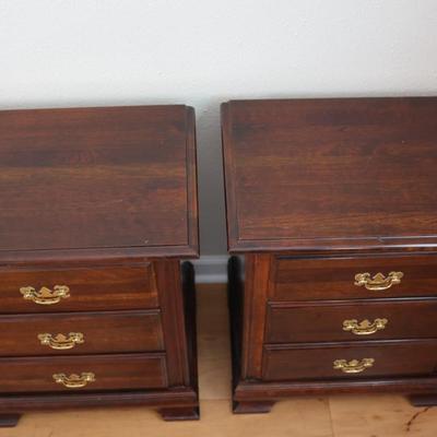 Pair of Solid Cherry Wood 3-Drawer Nightstands