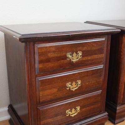 Pair of Solid Cherry Wood 3-Drawer Nightstands