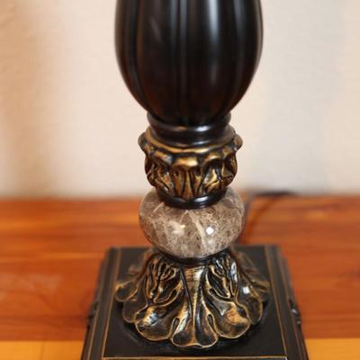 Bronze Finish Uplight Table Lamp with Glass Shade