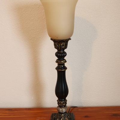 Bronze Finish Uplight Table Lamp with Glass Shade