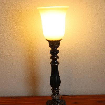 Bronze Finish Uplight Table Lamp with Glass Shade
