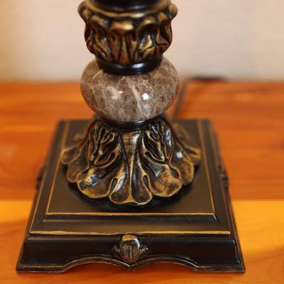 Bronze Finish Uplight Table Lamp with Glass Shade