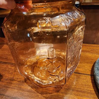 Planters Peanuts 5 cent Depression Era Glass Canister w Lid