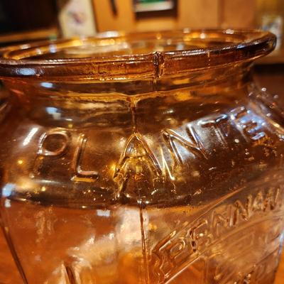 Planters Peanuts 5 cent Depression Era Glass Canister w Lid