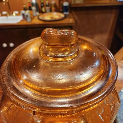 Planters Peanuts 5 cent Depression Era Glass Canister w Lid