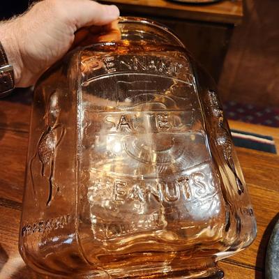 Planters Peanuts 5 cent Depression Era Glass Canister w Lid